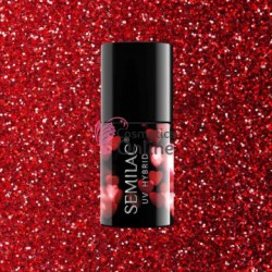 Oja UV Semilac 318 rosie cu sclipici Red Glitter 7 ml